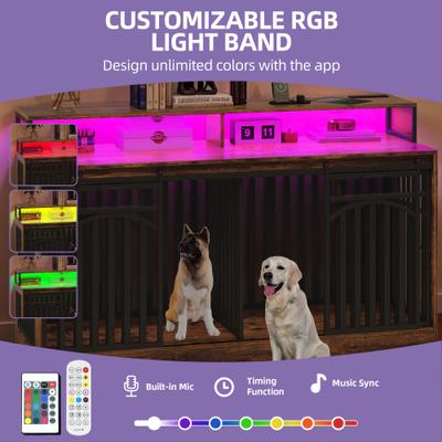 Show full view: Wooflex Dog Crate Furniture with Large Metal Kennel, Rustic Brown, X-Large slide 6 of 9