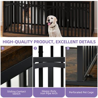 Show full view: Wooflex Dog Crate Furniture with Large Metal Kennel, Rustic Brown, X-Large slide 4 of 9