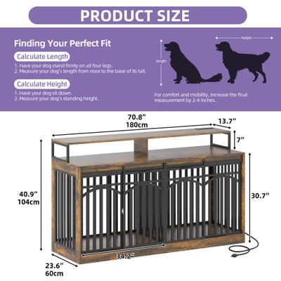 Show full view: Wooflex Dog Crate Furniture with Large Metal Kennel, Rustic Brown, X-Large slide 3 of 9