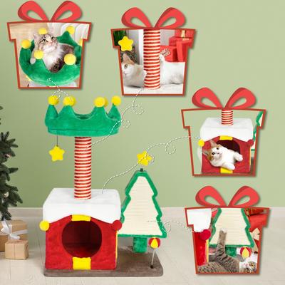 Show full view: KAMABOKO Christmas 33.5-in Multi-Level Cat Tree with Condos, Green slide 4 of 8