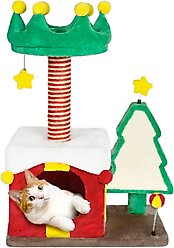 KAMABOKO Christmas 33.5-in Multi-Level Cat Tree with Condos, Green