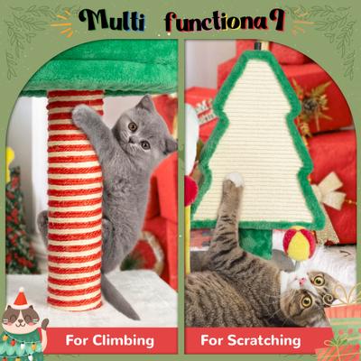 Show full view: KAMABOKO Christmas 33.5-in Multi-Level Cat Tree with Condos, Green slide 5 of 8