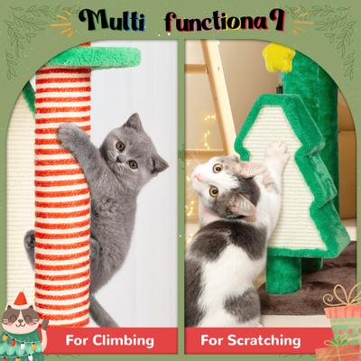 Show full view: KAMABOKO Christmas 68.9-in Multi-Level Cat Tree with Condos, Green slide 5 of 8