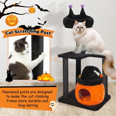 Show full view: KAMABOKO Gothic 44.8-in Indoor Cat Tree with Large Condo, Black slide 4 of 6