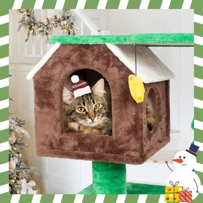 Show full view: KAMABOKO Christmas 68.9-in Multi-Level Cat Tree with Condos, Green slide 6 of 8