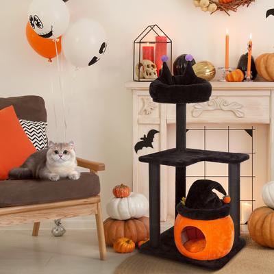 Show full view: KAMABOKO Gothic 44.8-in Indoor Cat Tree with Large Condo, Black slide 6 of 6