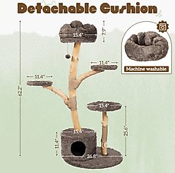 KAMABOKO Solid Wood Cat Tree with Cloud Luxury Condo, Brown slide 2 of 6