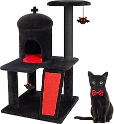 KAMABOKO Gothic 36.4-in Indoor Cat Tree with Large Condo, Black