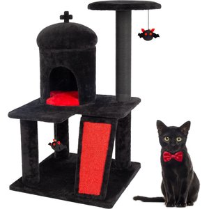 KAMABOKO Gothic 36.4-in Indoor Cat Tree with Large Condo, Black