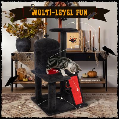 Show full view: KAMABOKO Gothic 36.4-in Indoor Cat Tree with Large Condo, Black slide 6 of 7