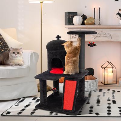 Show full view: KAMABOKO Gothic 36.4-in Indoor Cat Tree with Large Condo, Black slide 7 of 7