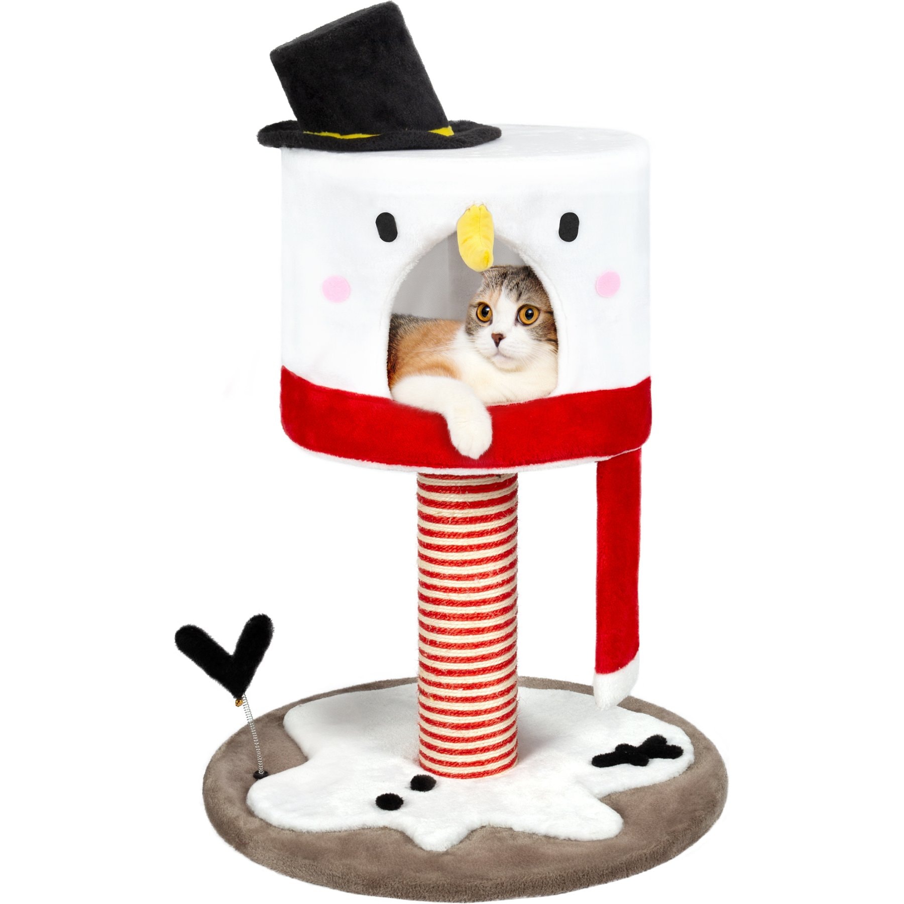 KAMABOKO Christmas 35-in Multi-Level Cat Tree with Condos, White
