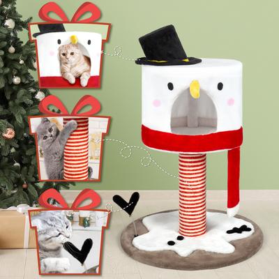 Show full view: KAMABOKO Christmas 35-in Multi-Level Cat Tree with Condos, White slide 4 of 8