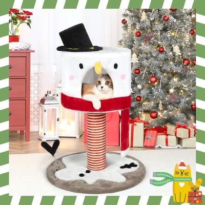 Show full view: KAMABOKO Christmas 35-in Multi-Level Cat Tree with Condos, White slide 7 of 8