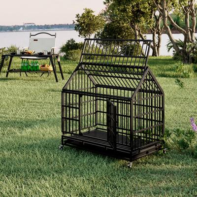 Show full view: Zeus & Ruta Folding Metal Furniture Style Dog Crate with Wheels, Black, 48 inch slide 4 of 6