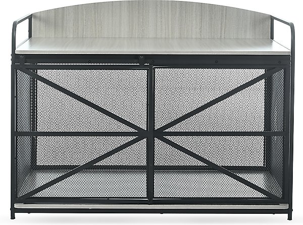 Show full view: Zeus & Ruta Farmhouse Metal Furniture Style Dog Crate, Gray, 42.8 inch slide 1 of 5