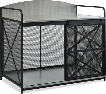 Show full view: Zeus & Ruta Farmhouse Metal Furniture Style Dog Crate, Gray, 42.8 inch slide 2 of 5