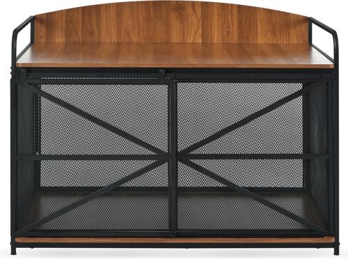 Show full view: Zeus & Ruta Farmhouse Metal Furniture Style Dog Crate, Brown, 42.8 inch slide 2 of 5