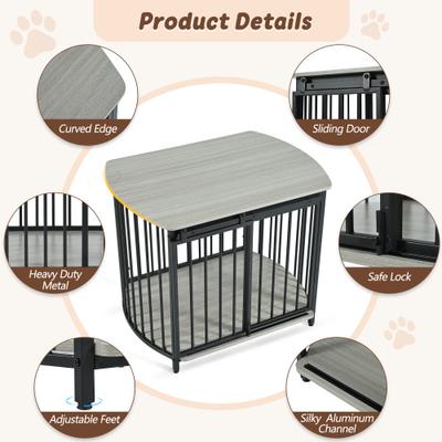 Show full view: Zeus & Ruta Metal Furniture Style Dog Crate, Gray, 31.5 inch slide 3 of 6