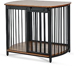 Zeus & Ruta Metal Furniture Style Dog Crate, Brown, 31.5 inch