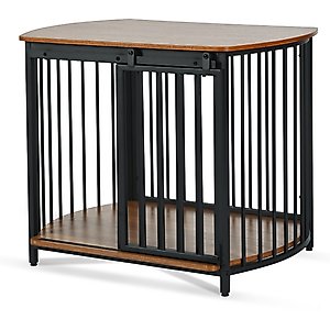 Zeus & Ruta Metal Furniture Style Dog Crate, Brown, 31.5 inch