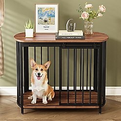 Zeus & Ruta Metal Furniture Style Dog Crate, Brown, 31.5 inch slide 2 of 6