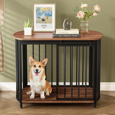 Show full view: Zeus & Ruta Metal Furniture Style Dog Crate, Brown, 31.5 inch slide 3 of 6