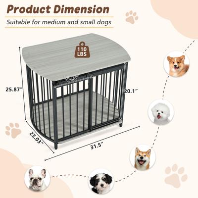 Show full view: Zeus & Ruta Metal Furniture Style Dog Crate, Gray, 31.5 inch slide 6 of 6