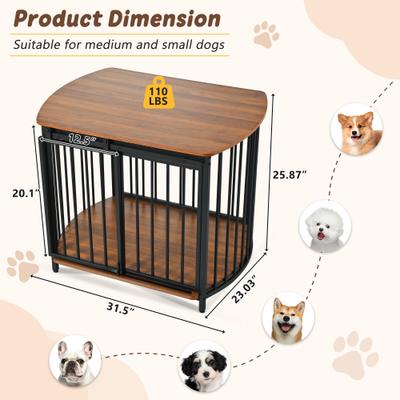 Show full view: Zeus & Ruta Metal Furniture Style Dog Crate, Brown, 31.5 inch slide 6 of 6