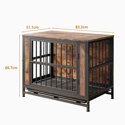 Show full view: Zeus & Ruta 2 Sliding Door Furniture Style Dog Crate, Rustic Brown, 32.8 inch slide 7 of 7