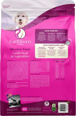 Show full view: Earthborn Holistic Meadow Feast Lamb Meal & Vegetables Grain-Free Dry Dog Food, 12.5-lb bag slide 3 of 8
