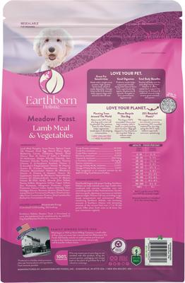 Show full view: Earthborn Holistic Meadow Feast Lamb Meal & Vegetables Grain-Free Dry Dog Food, 4-lb bag slide 3 of 8
