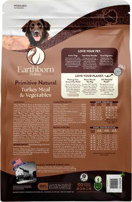Show full view: Earthborn Holistic Primitive Natural Turkey Meal & Vegetables Grain-Free Dry Dog Food, 25-lb bag slide 3 of 10