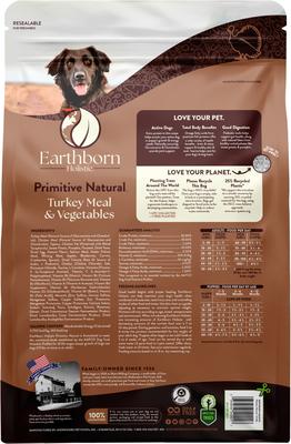 Show full view: Earthborn Holistic Primitive Natural Turkey Meal & Vegetables Grain-Free Dry Dog Food, 12.5-lb bag slide 4 of 10
