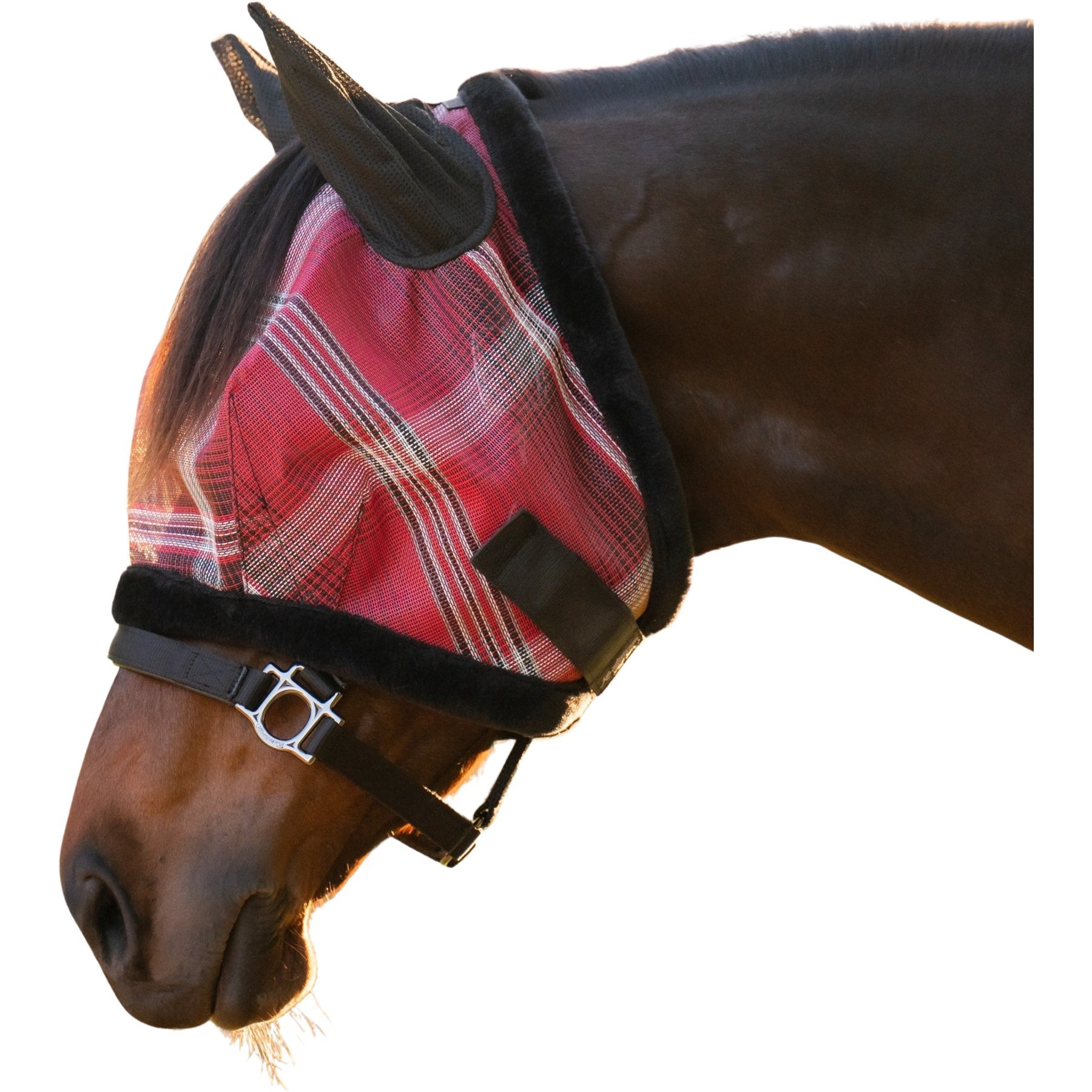 Kensington Protective Products Horse Fly Mask with Fleece Ears & Forelock Hole, Merlot, Warmblood