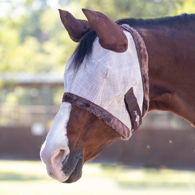 Show full view: Kensington Protective Products Horse Fly Mask with Fleece Ears & Forelock Hole, Desert Sand, X-Large slide 2 of 9