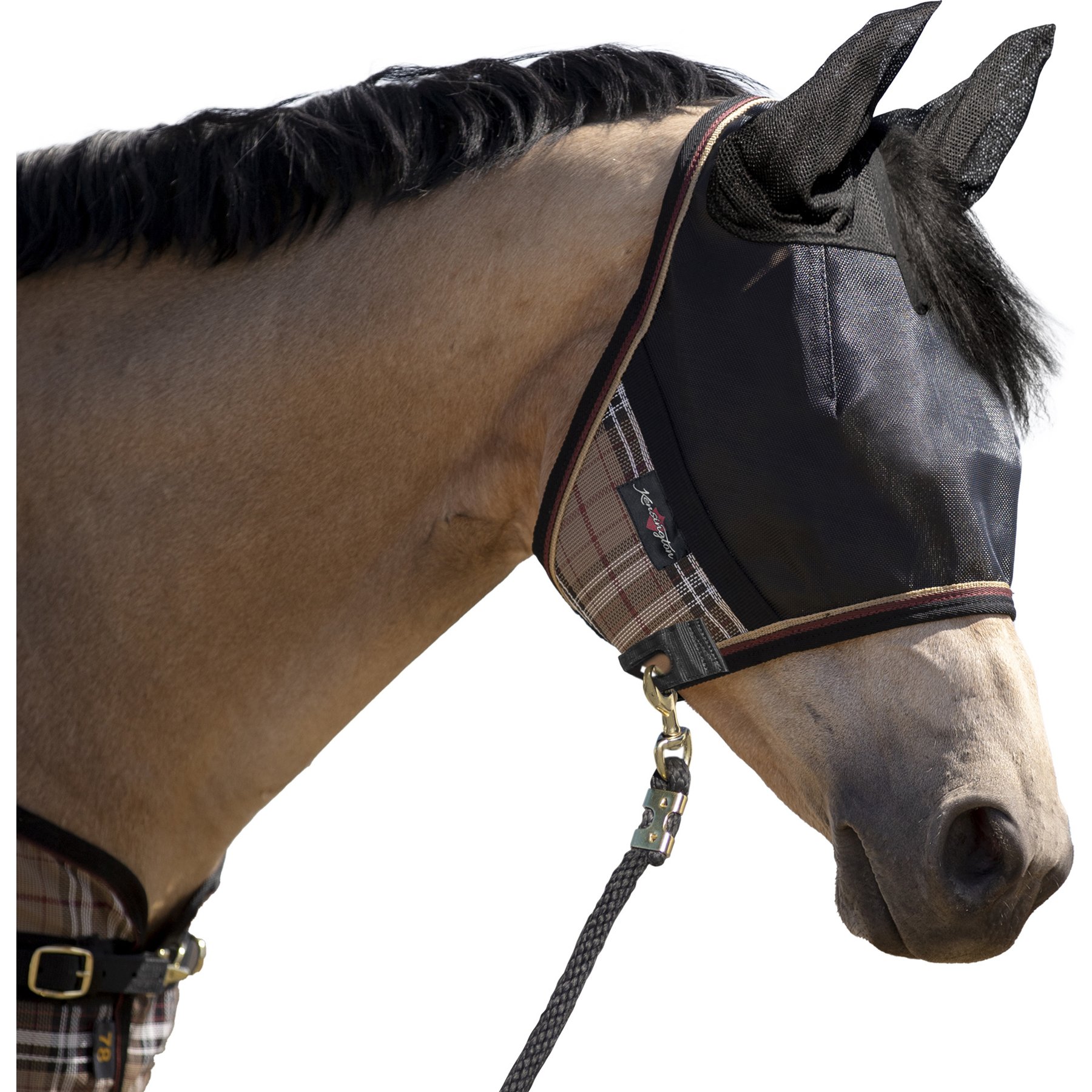 Kensington Protective Products UViator CatchMask with Ears Horse Fly Mask, Warmblood, Deluxe Black