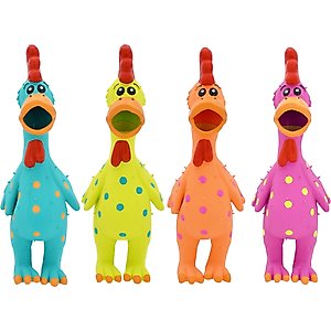 Multipet Latex Polka Dot Globken Chicken Squeaky Dog Toy, Color Varies, Mini