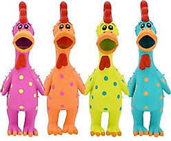 Multipet Latex Polka Dot Globken Chicken Squeaky Dog Toy, Color Varies, Large
