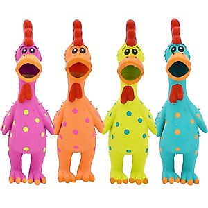 Multipet Latex Polka Dot Globken Chicken Squeaky Dog Toy, Color Varies, Large, 1 count