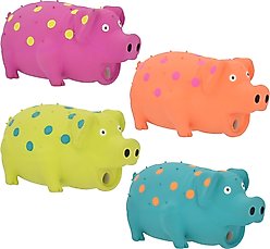 Multipet Latex Polka Dot Globlet Squeaky Pig Dog Toy, Color Varies, 9-in, 1 count