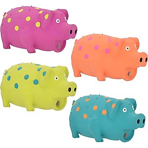 Multipet Latex Polka Dot Globlet Squeaky Pig Dog Toy, Color Varies, 9-in