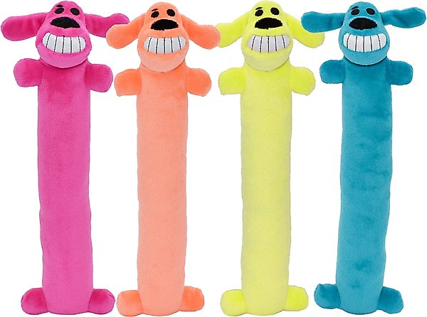 Multipet Loofa Dog The Original Squeaky Plush Dog Toy, Color Varies