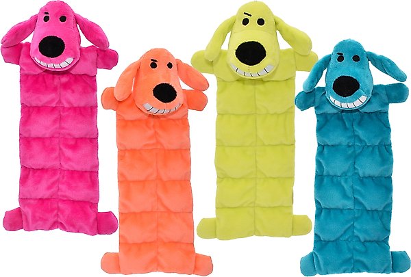 MULTIPET Loofa Squeaker Mat Soft Plush Dog Toy, Color Varies