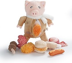 Nocciola 9-in-1 Stuffed Puzzle Pork Food Squeaky Dog Toy, 9 count