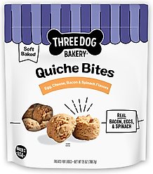 Three Dog Bakery Quiche Bites Chicken-Free Honey Flavored Crunchy Dog Treats, 25-oz bag
