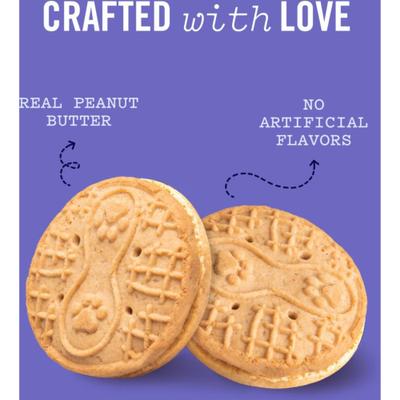 Show full view: Three Dog Bakery Puppy Butters Peanut Butter Sandwich Cookie Dog Treats, 11.8-oz bag slide 5 of 9