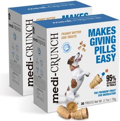 MEDI CRUNCH Human-Grade Peanut Butter Crunchy Ice Cream Cone Pill Pouches Dog Treats, 30 count, case of 2