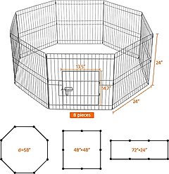 Yaheetech Metal Dog Playpen, 8-Panel, 24-in slide 2 of 6