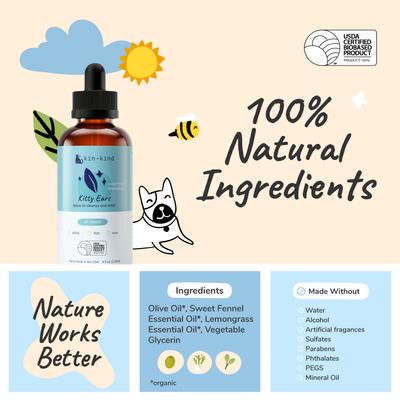 Show full view: kin+kind Kitty Ears Sweet Fennel Lemongrass Ear Cleaner, 4-fl oz bottle slide 4 of 6